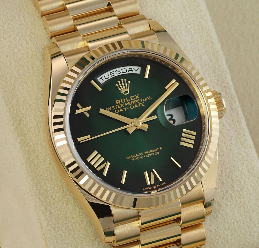 Rolex Day Date Yellow Gold 128238 Green
