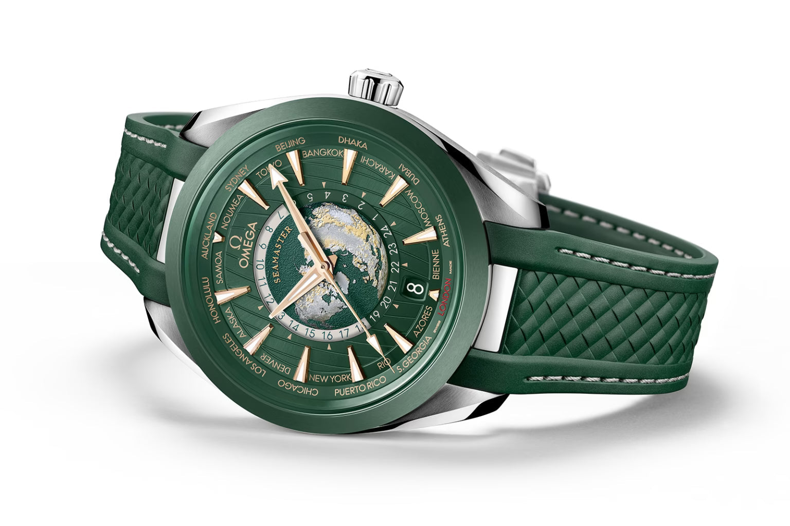MONTRE OMEGA SEAMASTER POUR HOMME EN CAOUTCHOUC VERT